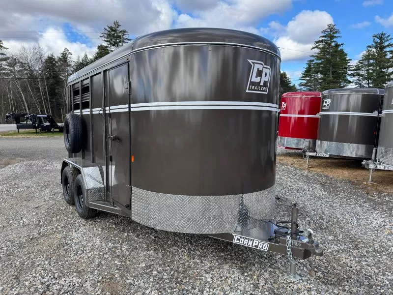 2025 CornPro 7x14 Steel 7K Slant Load Horse Trailer w/Extra Height & HD Dividers