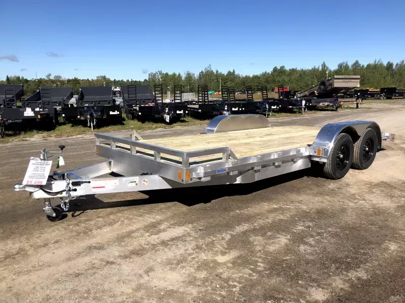 2026 Mission 7x18 7K Aluminum Open Car Hauler w/Stowable Ramps, HD D-Rings. 1745 lbs.