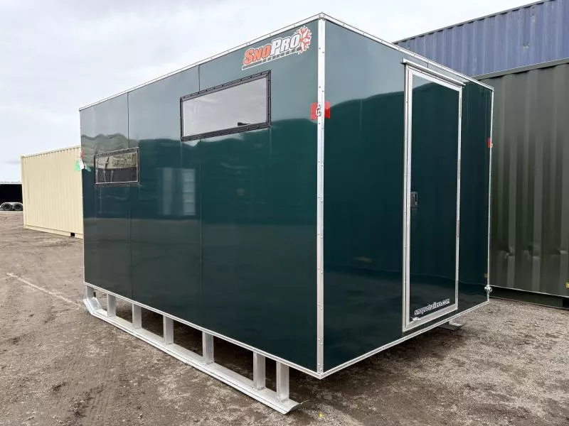 2026 SnoPro Trailers 8x12 Aluminum Ice Shack w/Tow Hitch & Skis
