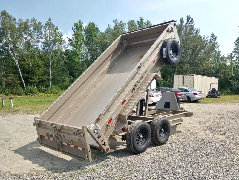 2026 Iron Bull Sniper Series 7x14 15K Powder Coated Hydraulic Dump w/Solar Charger, Hydraulic Jack, Ramps, Tarp Kit, Spreader Gate