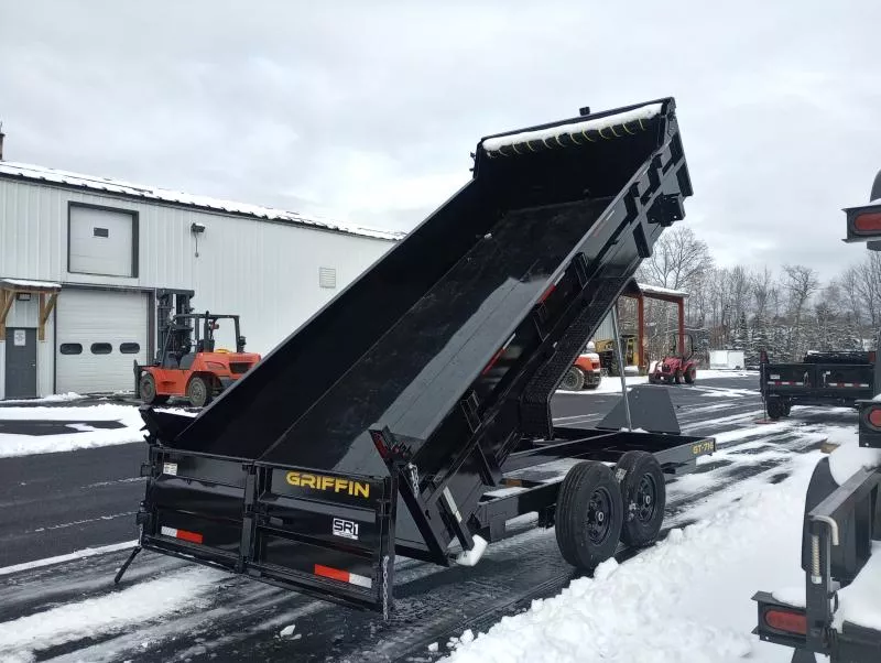 2026 Griffin Trailers 7x16 14K Telescopic Powder Coated Dump Trailer w/ Tarp Kit & Battery Charger