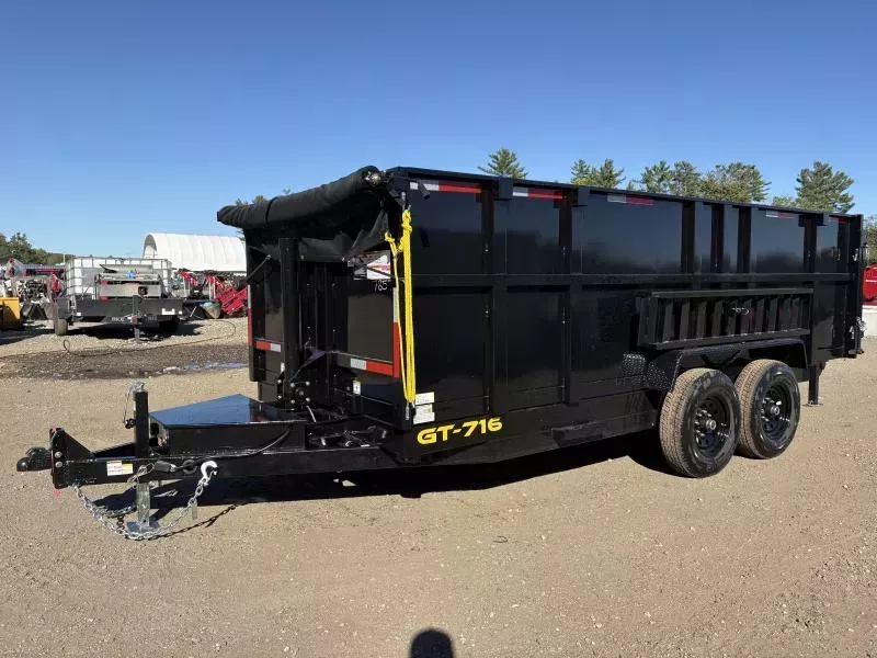 2026 Griffin Trailers 7x16 14K Telescopic Powder Coated Dump Trailer w/ 48" High Sides, Tarp Kit & Battery Charger