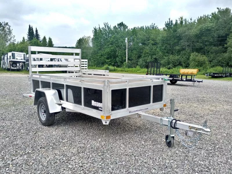 2026 Mission 5x10 Aluminum Open Utility Trailer w/Solid Sides, Integrated Rear Ramp Gate