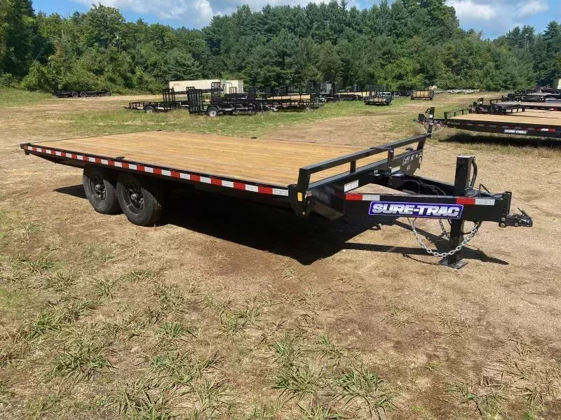 2026 Sure-Trac 8.5x18 Powder Coated 15K Deckover Equipment/Hay Trailer w/Ramps 