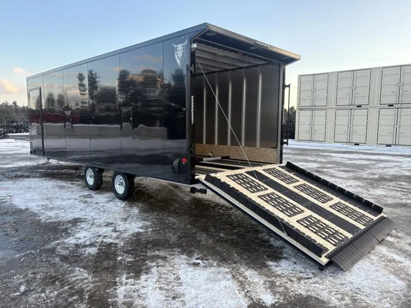 2026 Durabull Trailers 101x22 4-Place Aluminum Multisport Snowmobile Trailer w/Extra Height, Rear Spoiler w/Load Lights, Blackout Package,Galvanized Package & Snow Package
