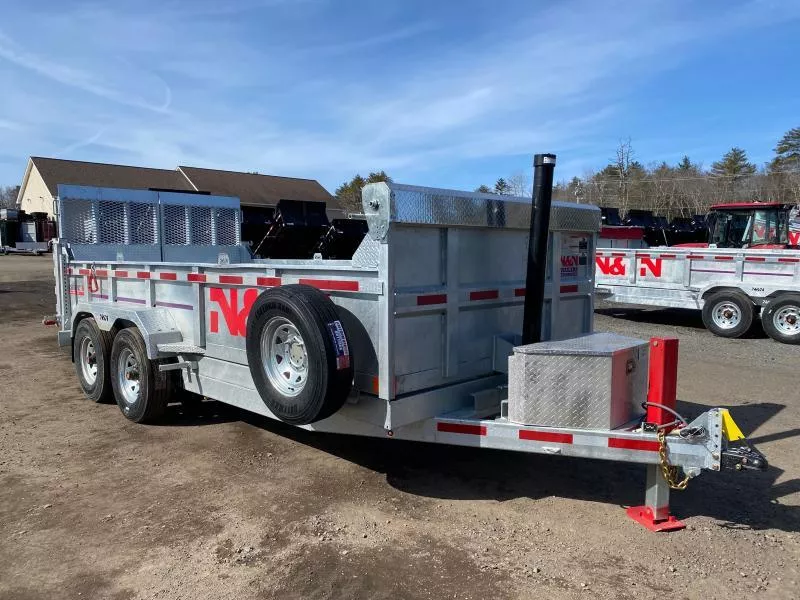 2026 N&N Trailers 7x16 Galvanized 15K Dump Trailer w/Combo Gate, Hyd Jack, & Matching Spare
