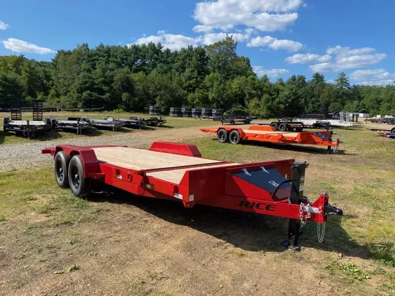 2026 Rice Trailers 7x16+4 Powder Coated 14K Partial Tilt Equipment Trailer w/D-Rings & Toolbox