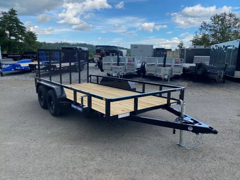 2026 Sure-Trac 7x14 Powder Coated 7K Tube Top Utility Trailer w/Fold Flat Ramp