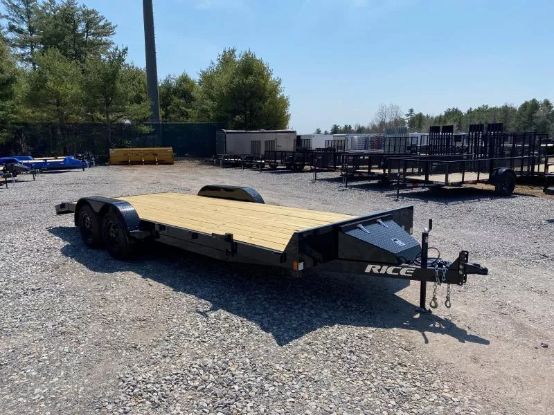 2026 Rice Trailers 7x20 Powder Coated 7k LowPro Car Hauler w/Toolbox & Spare Mount