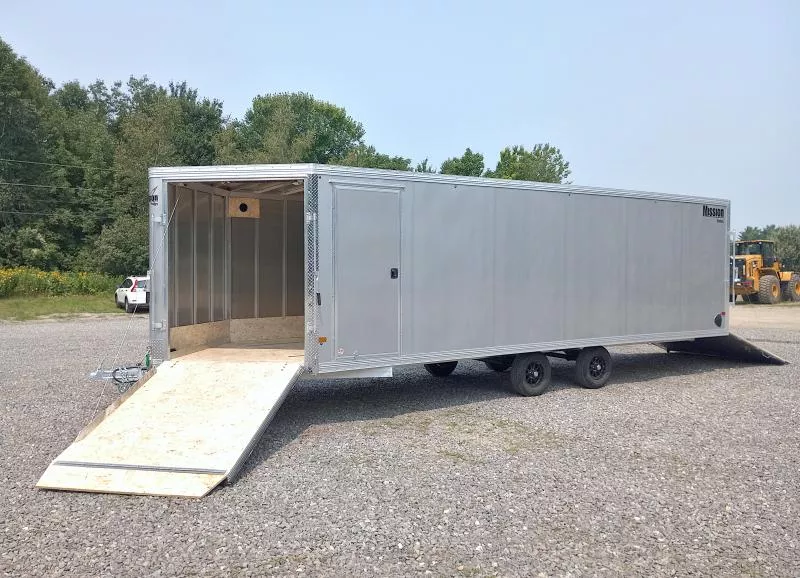 2026 Mission 101x24 Aluminum 4-Place Drive In/Out Deckover w/Spring Assist Ramps, Aluminum Wheels