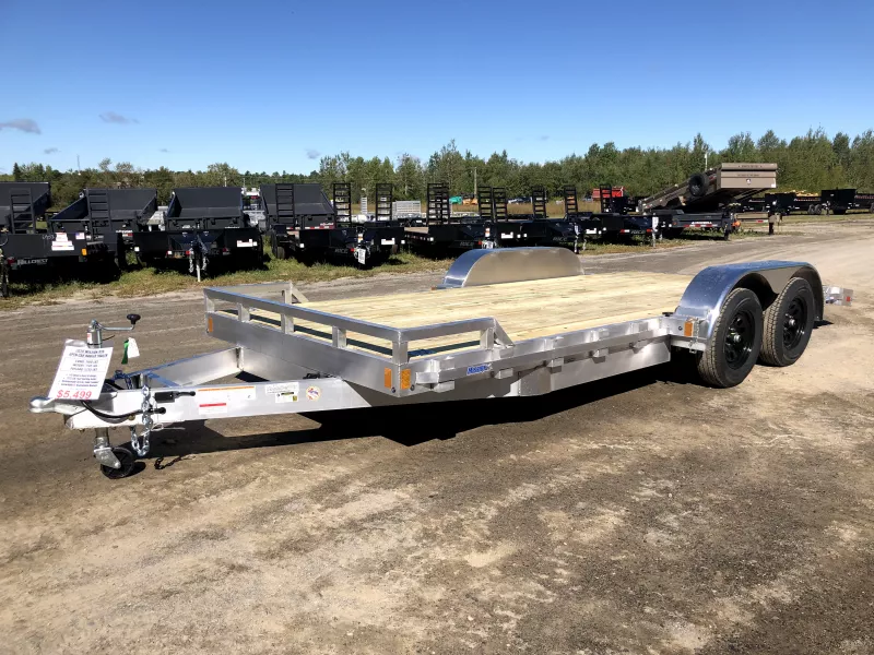 2026 Mission 7x18 7K Aluminum Open Car Hauler w/Stowable Ramps, HD D-Rings. 1745 lbs.