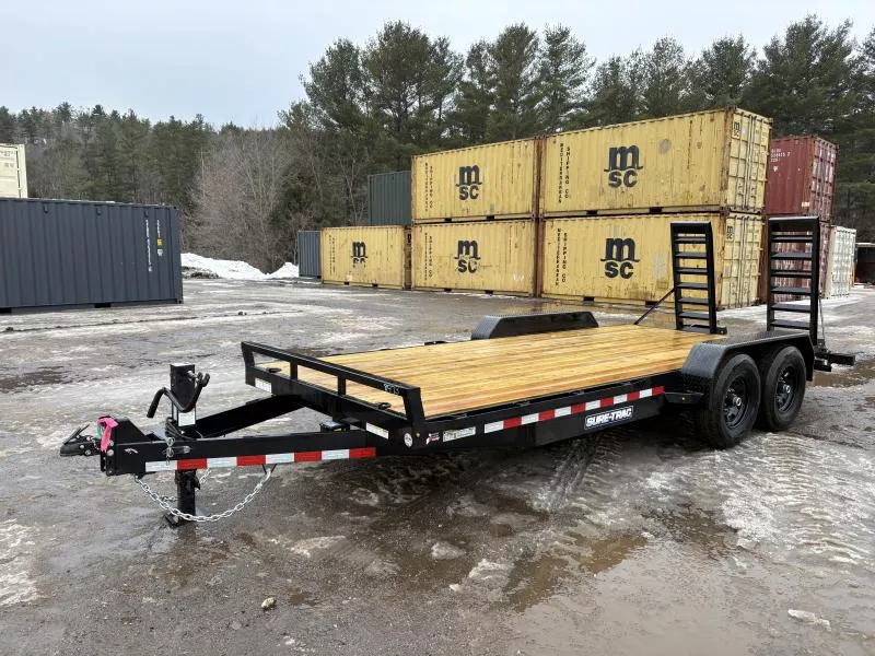 2026 Sure-Trac 7x16+2 14K Powder Coated Equipment Trailer w/ Spring Assist Stand Up Ramps