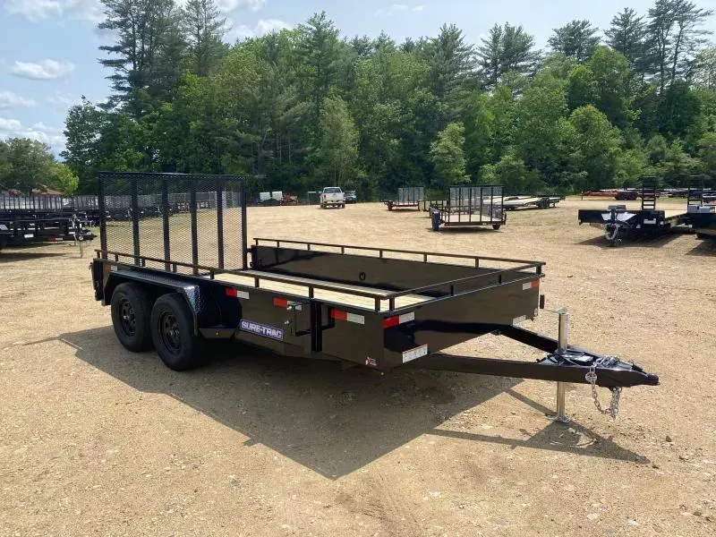 2025 Sure-Trac 7x14 Powder Coated 7K High Side Utility Trailer w/Fold Flat Ramp Gate