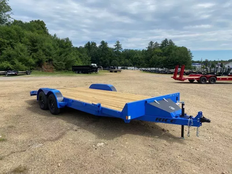 2025 Rice Trailers 7x20 Powder Coated 7k LowPro Car Hauler w/Toolbox & Slide In Ramps