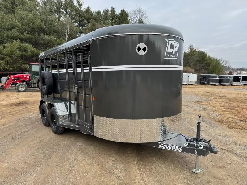 2026 CornPro 7x16 Steel 7K Livestock Trailer w/Center Divider & Combo Gate