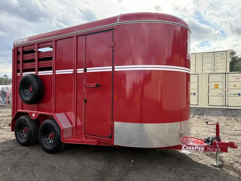 2025 CornPro 7x14 SB-14 12K Steel Livestock Trailer w/Extra Height & Center Divider