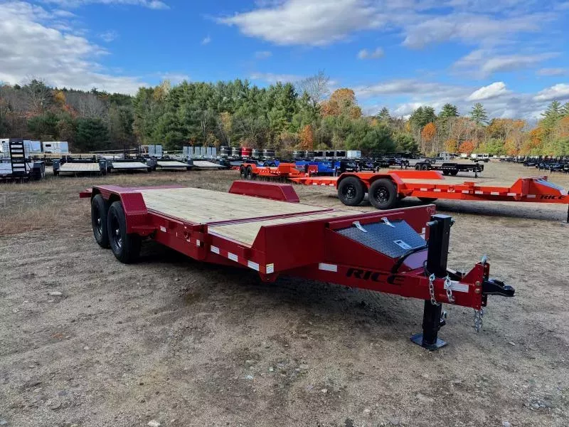 2026 Rice Trailers 7x16+4 Powder Coated 14K Partial Tilt Equipment Trailer w/D-Rings & Toolbox