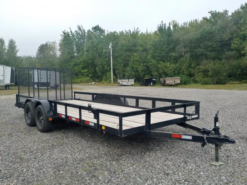 2024 Triple Crown Trailers 7x18 7K Powder Coated Landscape/Utility Trailer w/Rear Ramp Gate, Spare Tire Mount
