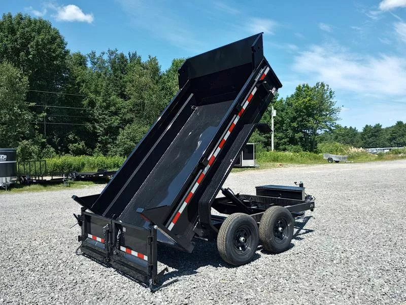 2025 Sure-Trac 6x10 10K Powder Coated Hydraulic Dump w/Ramps, 2-Way Spreader Gate