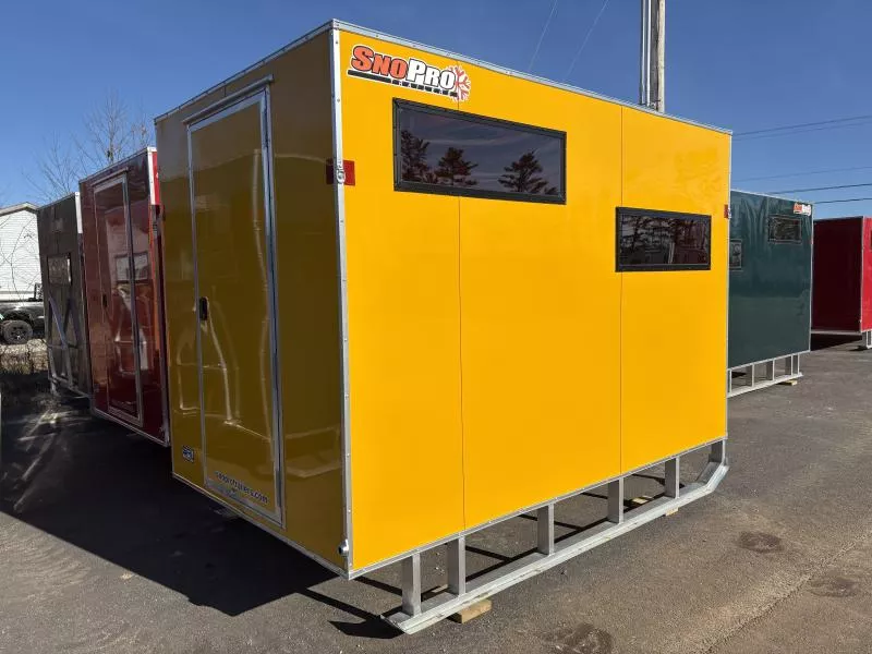 2026 SnoPro Trailers 6x10 Aluminum Ice Shack w/Tow Hitch & Skis
