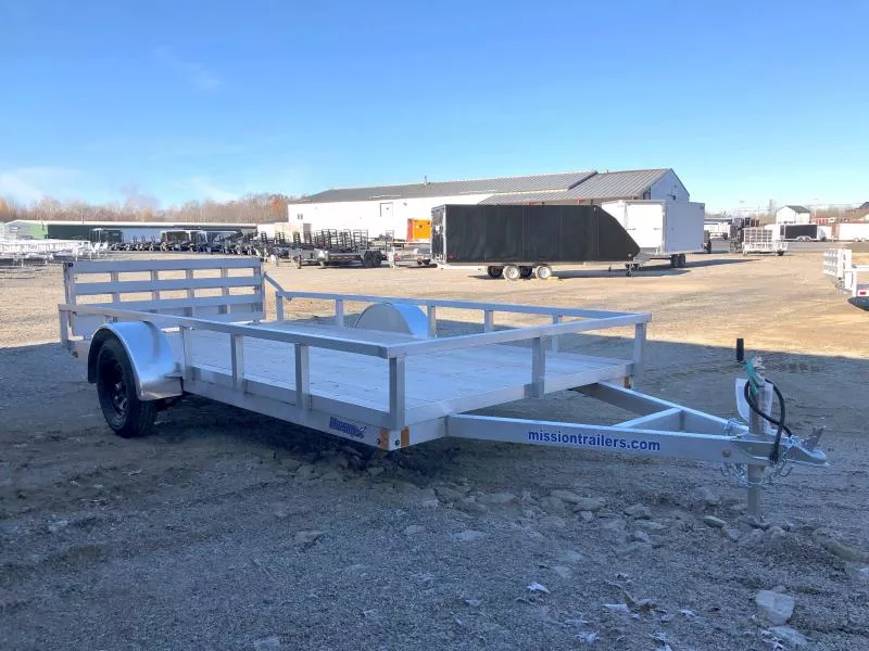 2025 Mission 6.5x14 Aluminum Utility Trailer w/Bi-Fold Ramp Gate, Pressure Treated Decking. 1060 lbs.