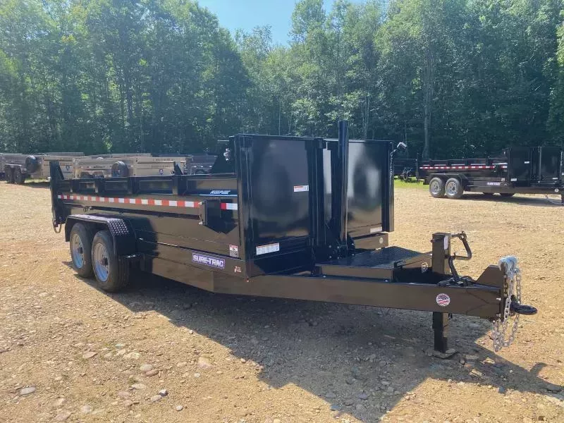 2026 Sure-Trac 7x16 Powder Coated 16K Tele Dump Trailer w/Tarp Kit & Ramps