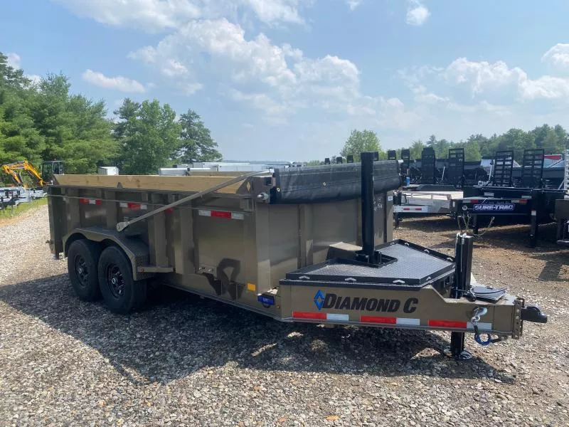 2025 Diamond C Trailers 7x14 Powder Coated 14.9K High Side Tele Dump Trailer w/Wireless Remote & Hyd Jack