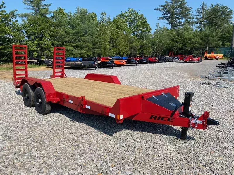 2026 Rice Trailers 7x18 Powder Coated 10k Equipment Equipment Trailer w/Stand Up Ramps & Toolbox