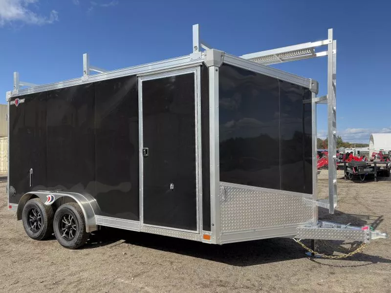 2026 Ideal Cargo 7.5x14 Galvanized Enclosed Cargo Trailer w/Extra Height, Ladder Racks, Rear Stabilizer Legs, Spare Tire, Interior Spare Tire Mount & E-Track System 