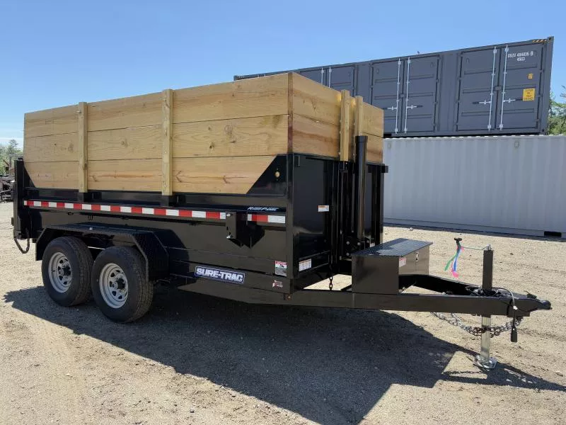2024 Sure-Trac 6x12 10K Telescopic Dump Trailer w/Ramps, Spare Tire Mount & Board High Sides