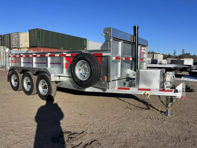 2025 N&N Trailers 7x16 22.5K Galvanized Dump w/Tarp Kit + Spare Mount Dump Trailer