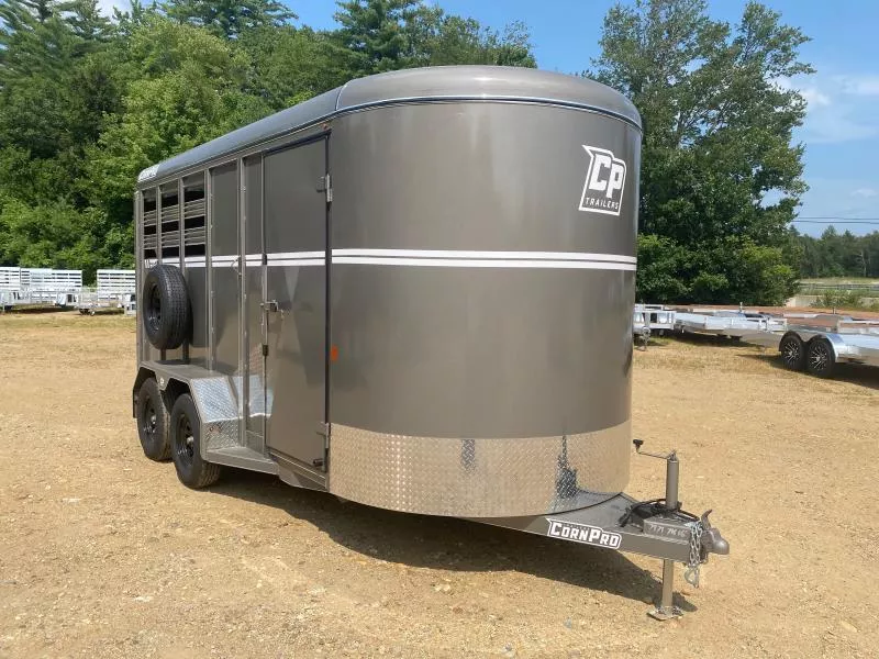 2025 CornPro 7x16 Steel 7K Slant Load Horse Trailer w/Extra Height & Rubber Bumpers