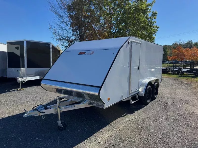 2026 SnoPro Trailers 7.4x16 Aluminum Enclosed 2-Place Snowmobile Trailer w/Tapered Ramp Door
