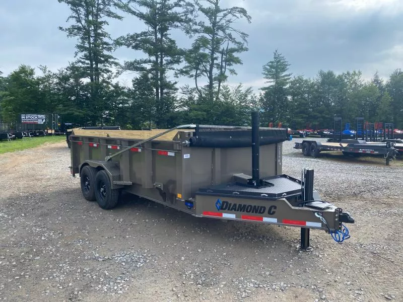 2025 Diamond C Trailers 7x16 Powder Coated 14.9K High Side Tele Dump Trailer w/Wireless Remote & Hyd Jack