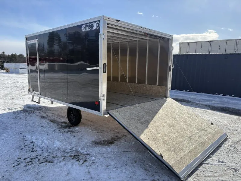 2026 SnoPro Trailers 101x12 2-Place Aluminum Hybrid-2.0 Sledlock Series Snowmobile Trailer w/Tapered Rear Door, LED Lighting & Full Length Slide Tracks