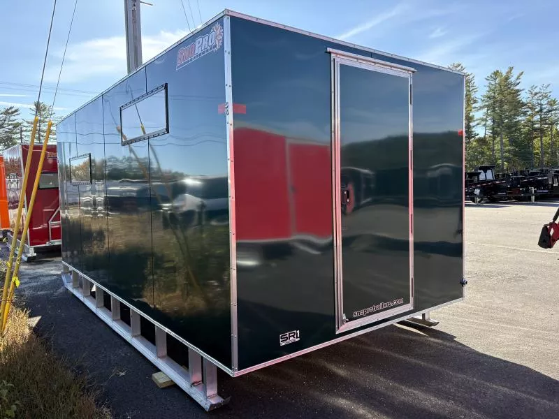 2026 SnoPro Trailers 8X16 Insulated Aluminum Ice Shack w/White Walls, Ceiling, Tow Hitch & Skis 