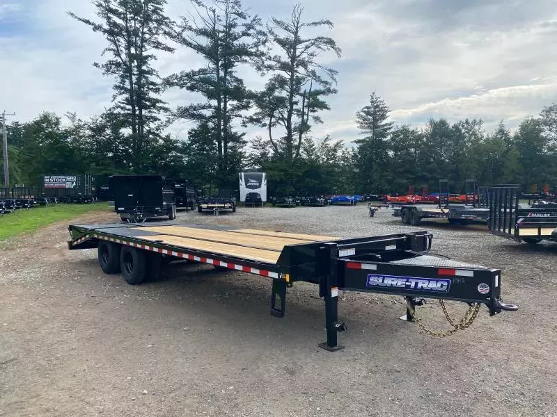 2025 Sure-Trac 8.5X20+5 Powder Coated 25.9K Deckover Equipment Trailer w/Toolbox & Full Width Ramps
