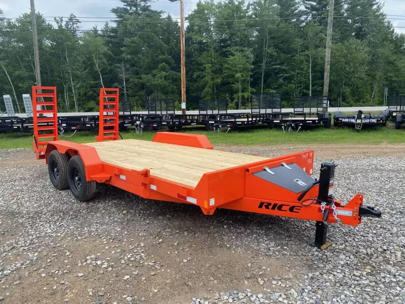 2026 Rice Trailers 7x18 Powder Coated 10k Equipment Equipment Trailer w/Stand Up Ramps
