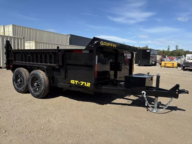 2026 Griffin Trailers 7x12 12K Powder Coated Hydraulic Dump Trailer w/Tarp Kit & Battery Charger