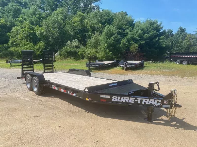 2026 Sure-Trac 7x20 Powder Coated 17.6K Pro-Series Equipment Trailer w/Stand-Up Ramps & Toolbox