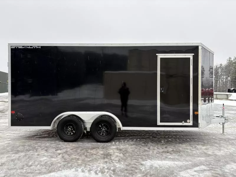 Seized Rear Trailer 2026 Stealth Trailers 8.5x16 Aluminum Enclosed Cargo Trailer w/Spring ...