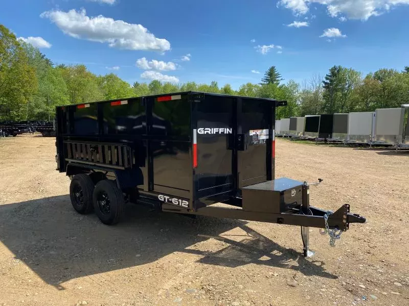 2026 Griffin Trailers 6x12 Powder Coated 10K Lowpro Dump Trailer w/48" High Sides & Ramp Kit