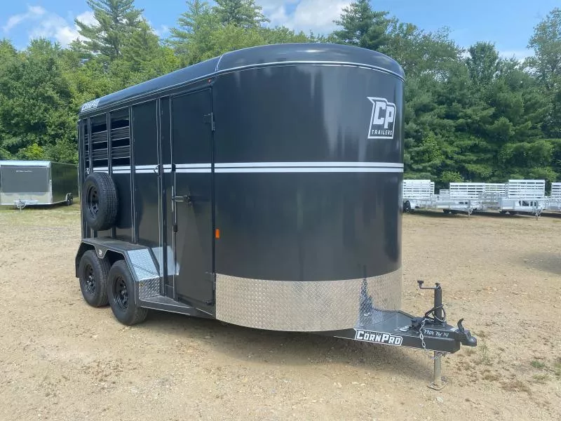 2025 CornPro 7x14 Steel 7K Slant Load Horse Trailer w/Extra Height & Rubber Bumpers