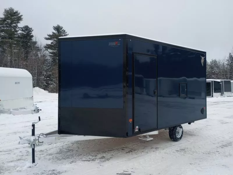2026 Durabull 101x12 Aluminum 2-Place Multi-Sport Snowmobile Trailer w/Extra Height, Mats & Guides, Galvanized Package