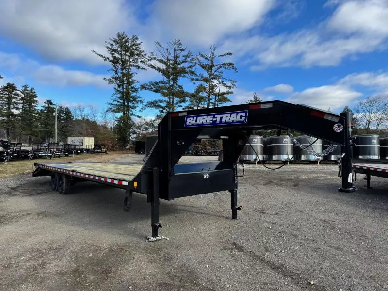 2026 Sure-Trac 8.5x25+5 Powder Coated 15K Deckover Gooseneck Equipment Trailer w/Full Width Ramps