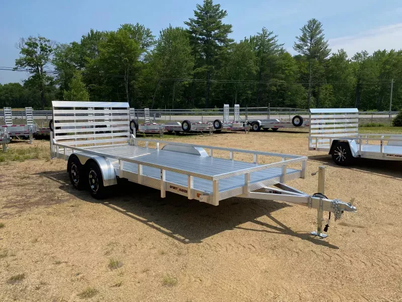 2025 Sport Haven 7x18 Aluminum 7K Deluxe All Terrain Utility Trailer w/Fold Flat Rear Ramp