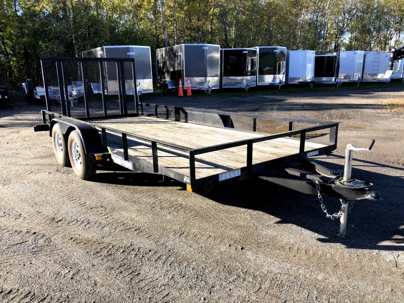 USED 2015 Sure-Trac 7x16 7K Powder Coated Tube Top Utility Trailer. 1820 lbs.