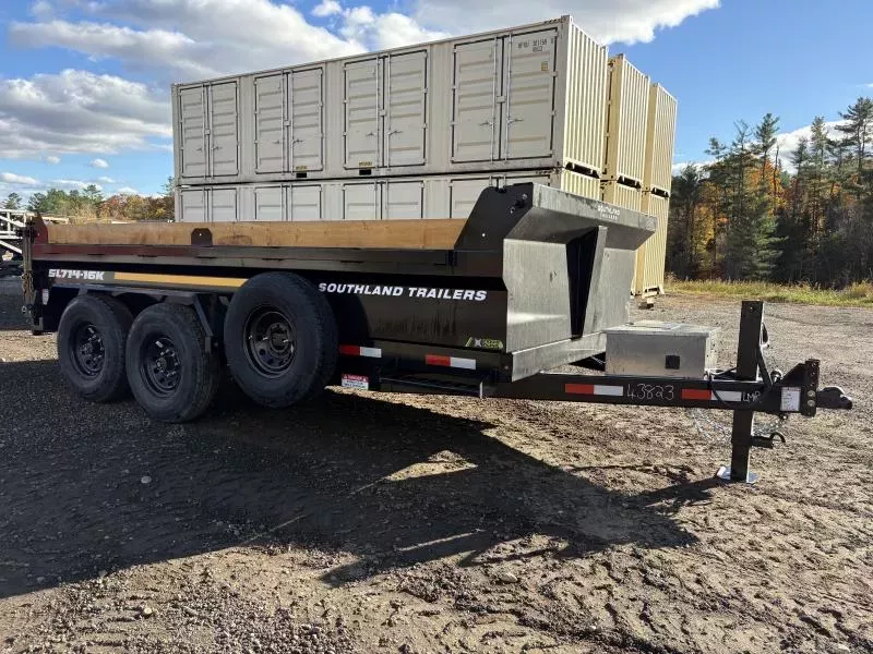 2026 Southland Trailers 7x14 17.4K Dump Trailer w/ Side Steps, 3-Way Gate & Spare Tire