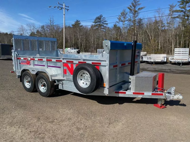 2026 N&N Trailers 7x14 Galvanized 15K Dump Trailer w/Combo Gate, Hyd. Jack & Tarp Kit