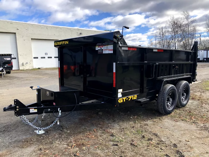 2026 Griffin Trailers 7x12 12K Powder Coated Hydraulic Dump Trailer w/Tarp Kit & Battery Charger